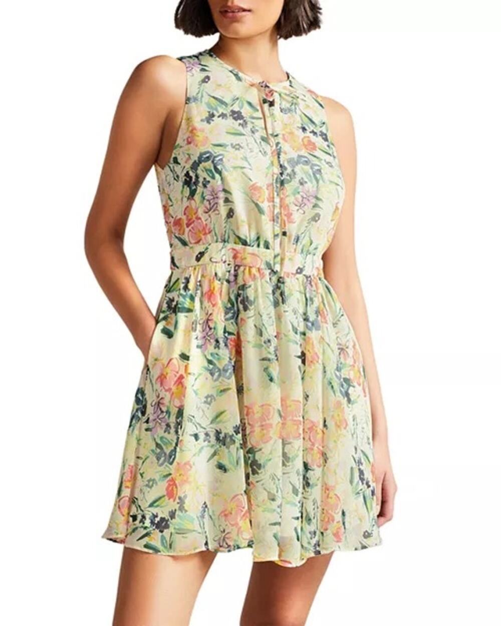 Ted Baker London Colorful Floral Sleeveless Mini Dress Women's 5 / 10-12 / Large